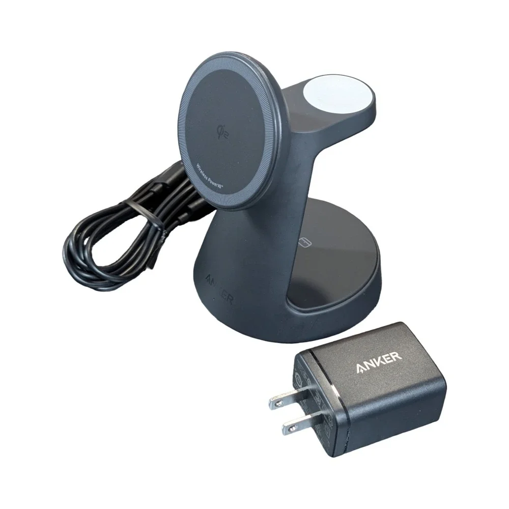 Cc3O Anker MagGo 3-in-1 Charging Station 15W Qi2 Magnetic Charger Open Box